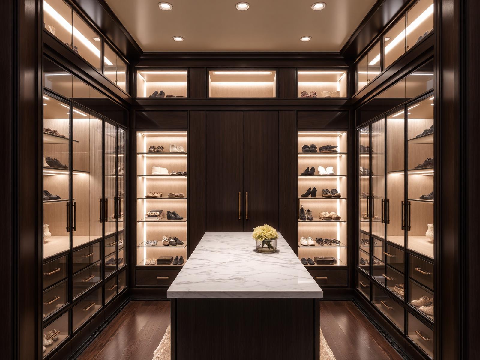 Backlit luxury walk-in wardrobe in Defence Colony Delhi by Alless Enterprises
